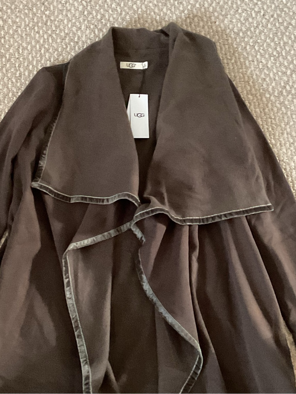 UGG Dark Olive Green Open-Front Waterfall Cardigan